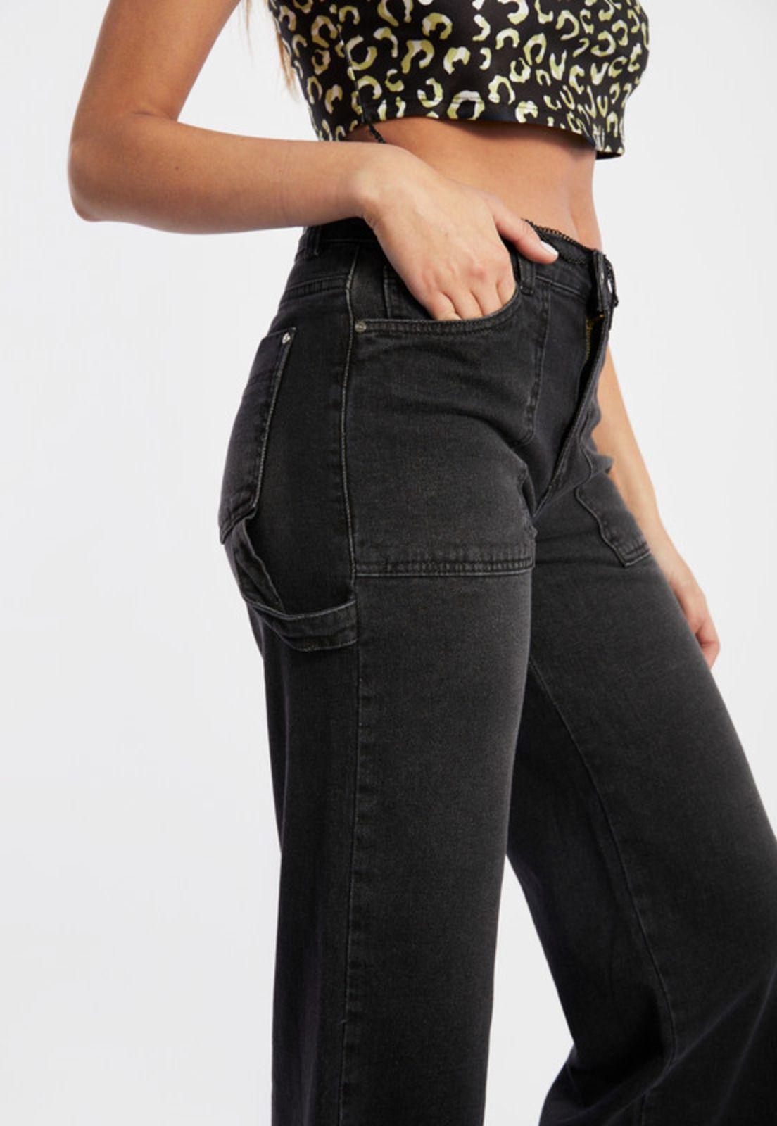 Jeans Palazzo Cargo Crux Cortes Negro-2