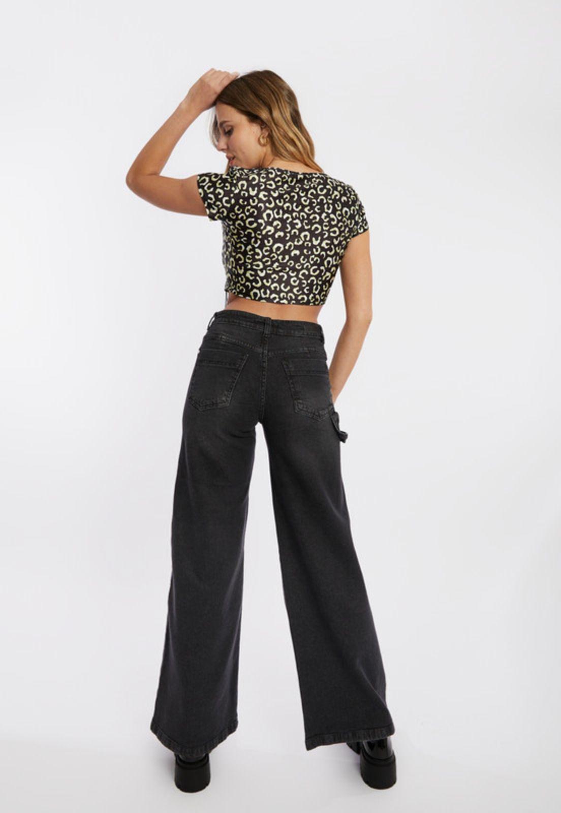 Jeans Palazzo Cargo Crux Cortes Negro-3