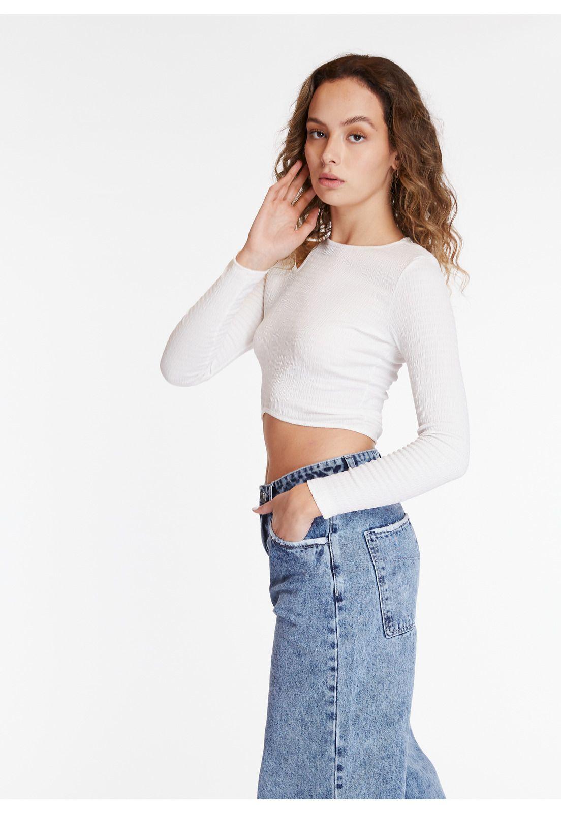 Polera Grace Crop Abertura Hombro Color Crudo Efesis-2