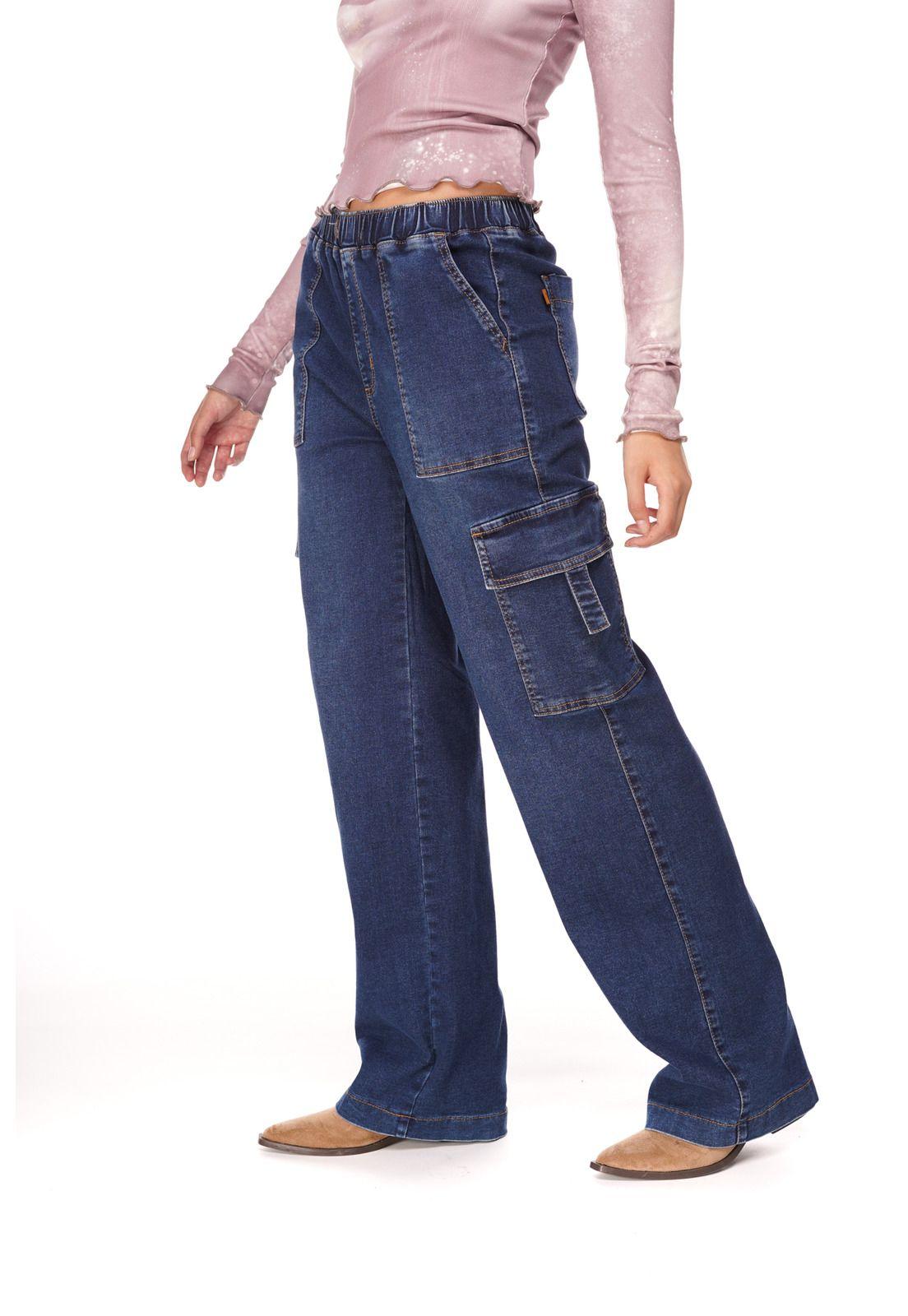 Jeans Tedy Wide Pretina Elasticada y Bolsillos-2