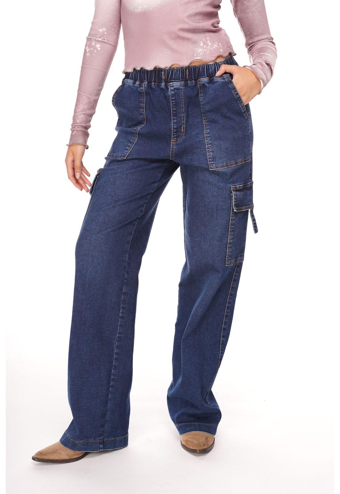 Jeans Tedy Wide Pretina Elasticada y Bolsillos-3