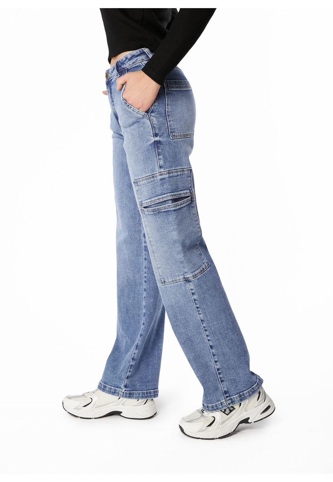 JEANS NEMI WIDE BOLSILLO CARGO DE TOPE AZUL-2