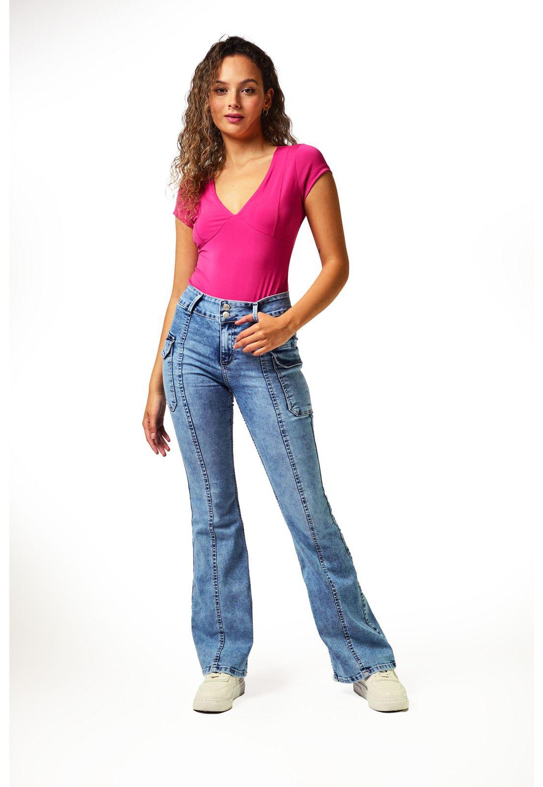 Jeans Lula Flare Cortes y Bolsillo Costado Azul Efesis-0