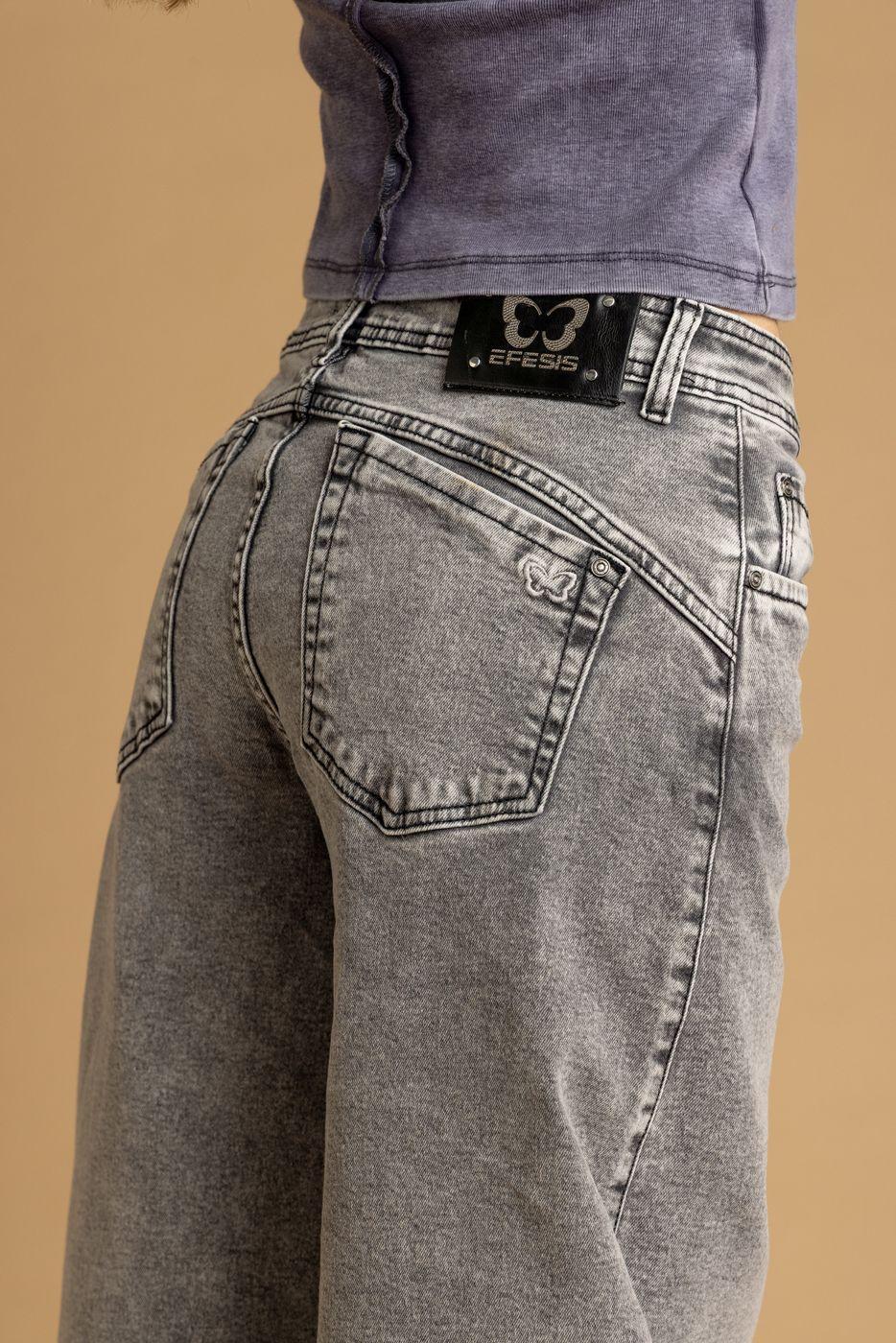 Jeans Nápoles Balloon Bolsillo Trasero en Forma Gris Efesis-4
