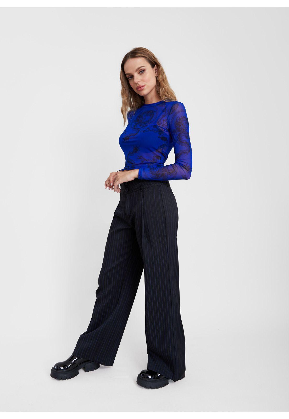 Polera Mali Crop Malla Estampada Azul Efesis-1