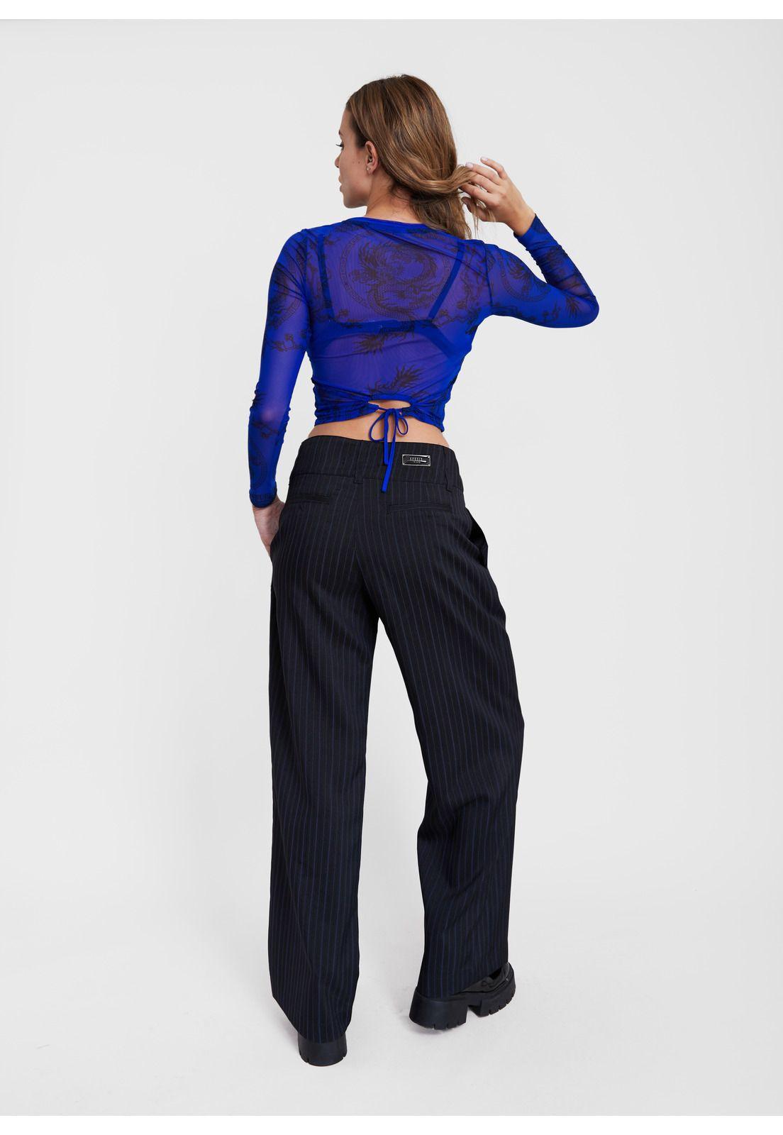 Polera Mali Crop Malla Estampada Azul Efesis-2