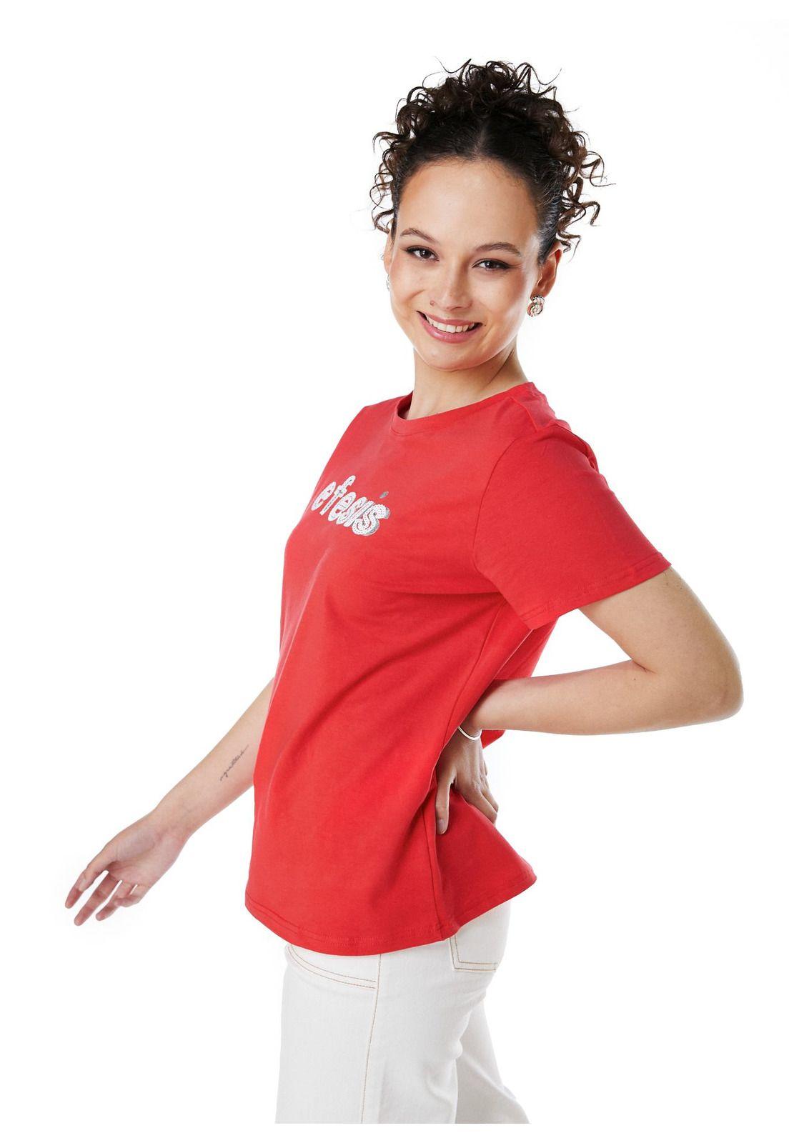 POLERA MILA REGULAR ESTAMPADO Y LENTEJUELAS ROJO EFESIS-2