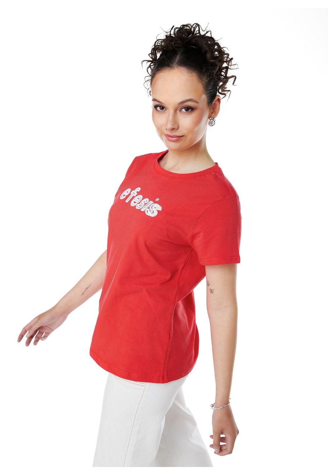 POLERA MILA REGULAR ESTAMPADO Y LENTEJUELAS ROJO EFESIS-3