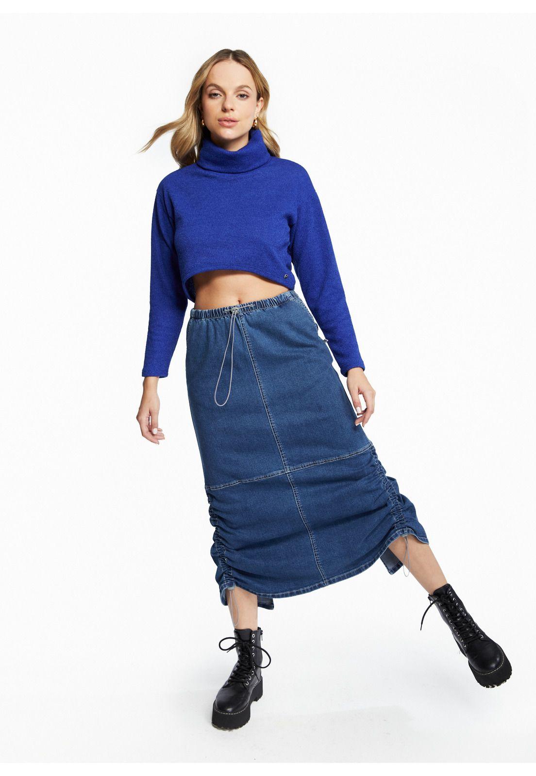 Sweater Ana Crop Cuello Alto Azul Efesis-0