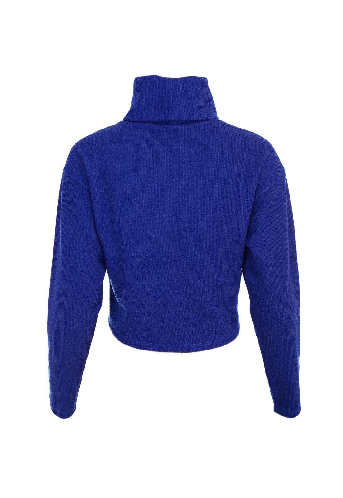 Sweater Ana Crop Cuello Alto Azul Efesis-4