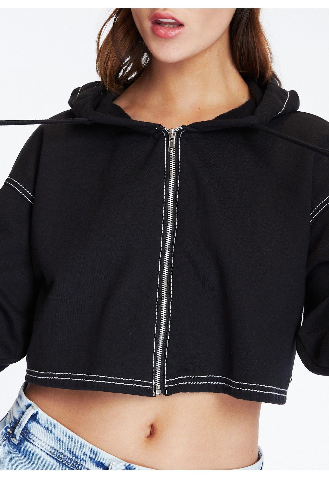 Polerón Penelope Crop Hilo Contratono Negro Efesis-0