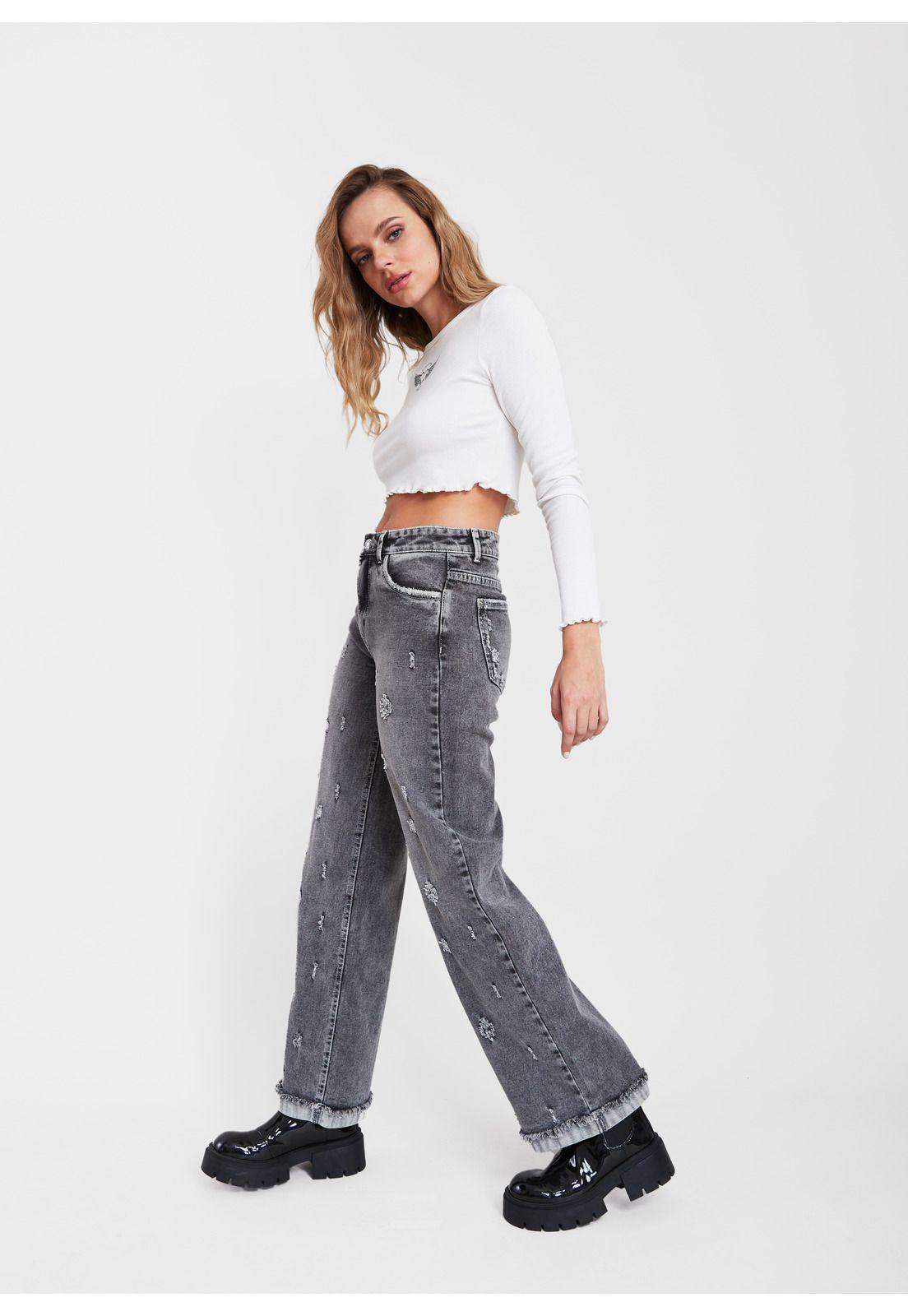 Jeans Noa Wide Prepicado Negro Efesis-2