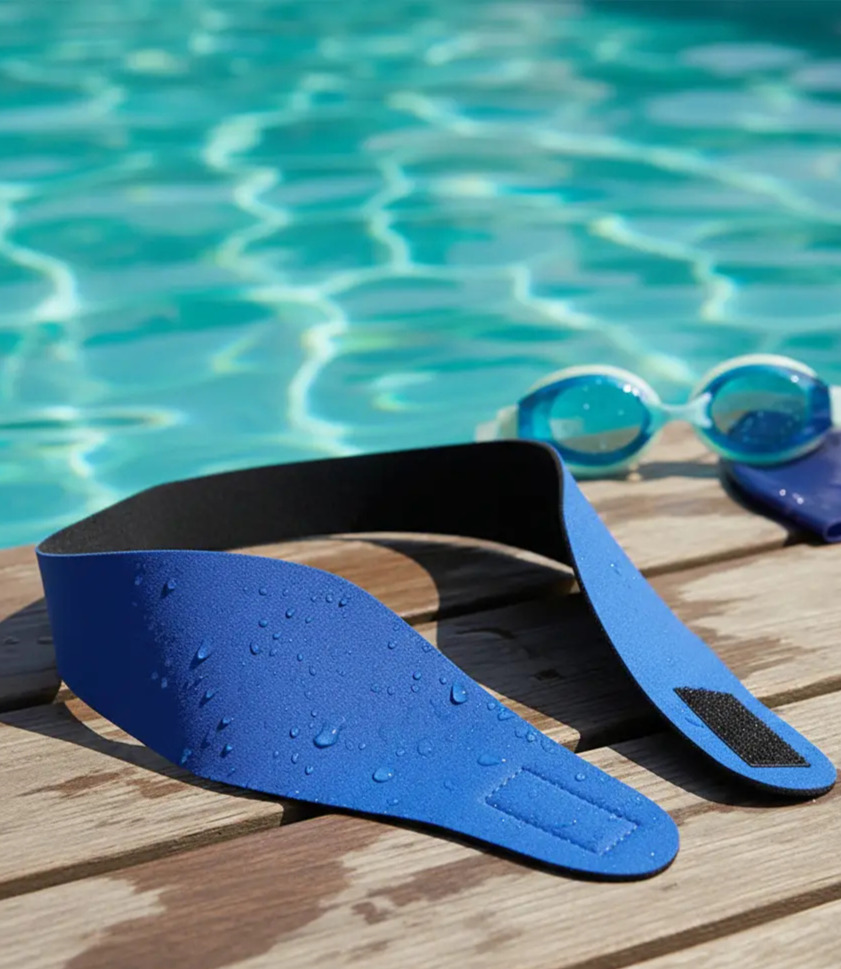Cintillo De Neopreno Impermeable Proteccion Oidos Azul L-2