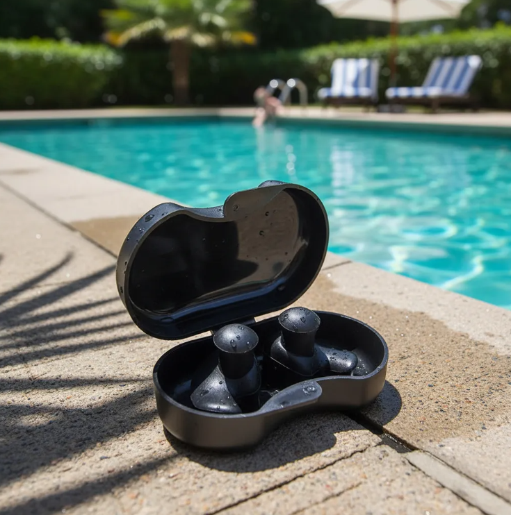 Tapones Para Oidos De Silicona Surf, Natacion o Kite. Color Negro-4