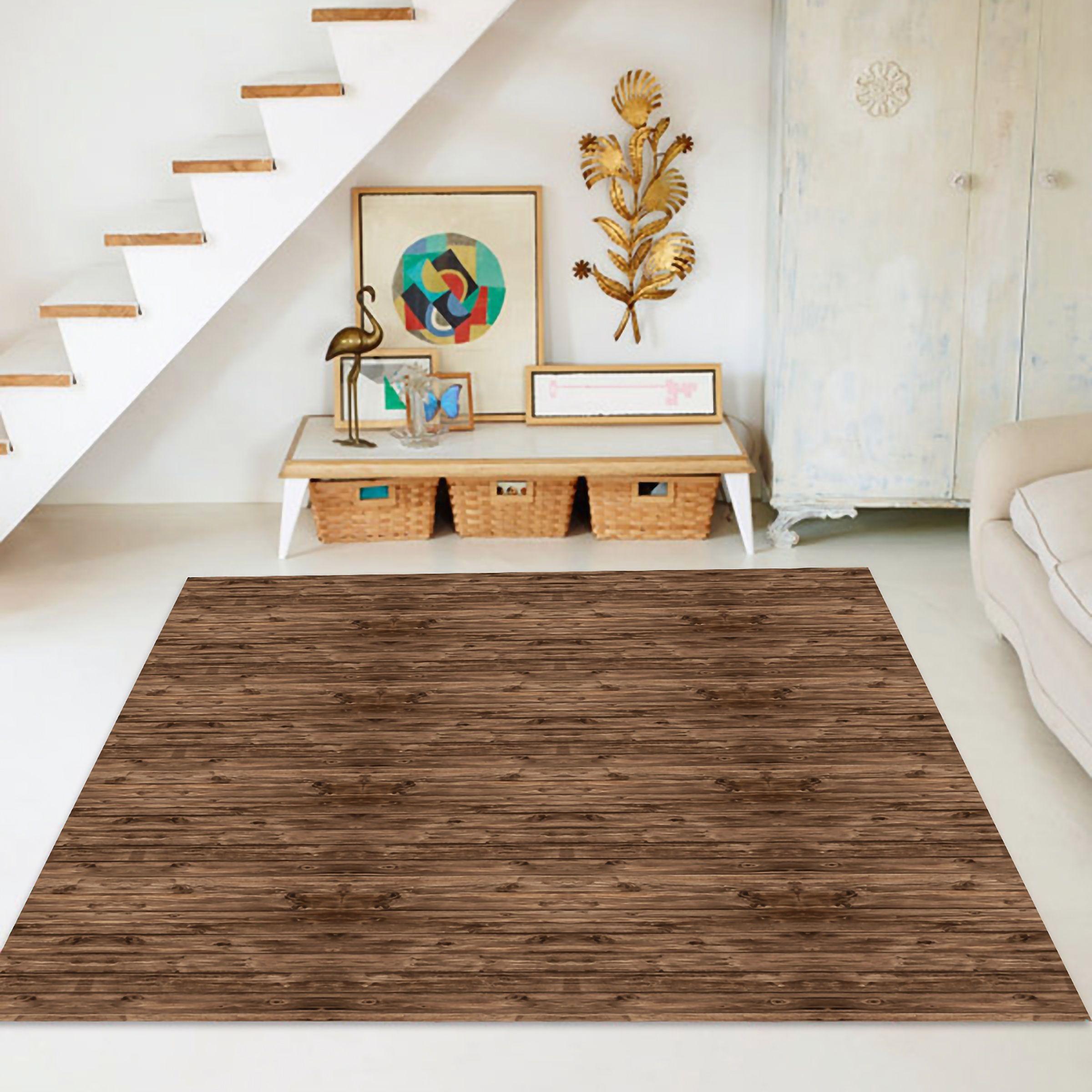 Alfombra Vinílica  Madera Rústica Nogal 70x140 cm-4