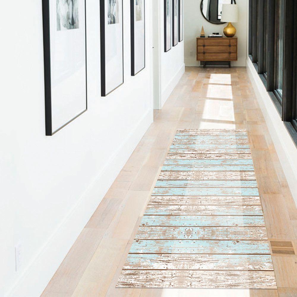 Alfombra Vinílica  Madera Vintage Azul 140x220 cm-3