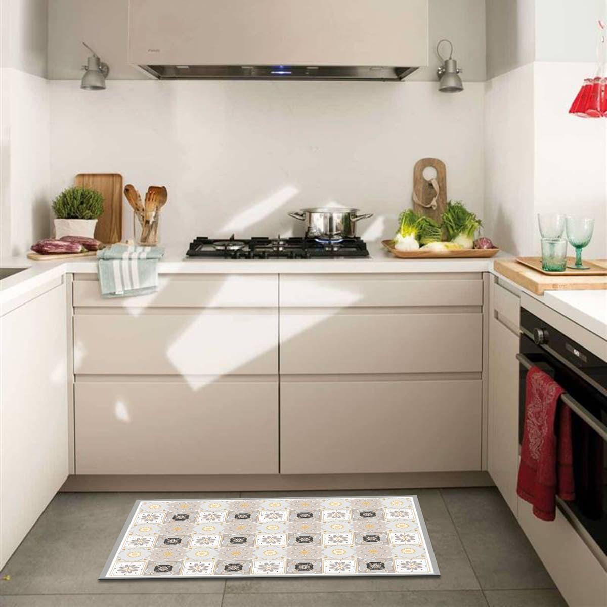 Alfombra Vinílica Cocina Baldosa Amarilla 140x180 cm-4