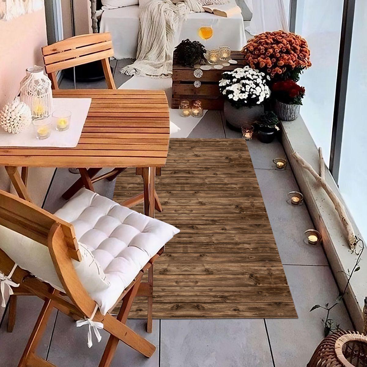 Alfombra Vinílica  Madera Rústica Nogal 140x220 cm-7