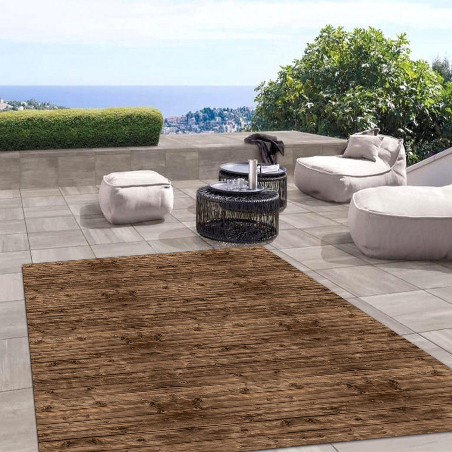 Alfombra Vinílica  Madera Rústica Nogal 140x220 cm-9