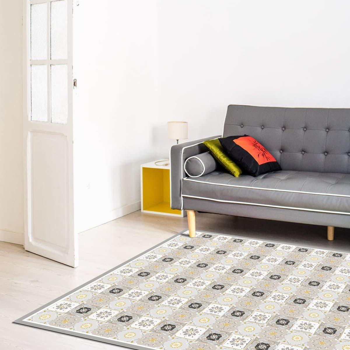 Alfombra Vinílica Cocina Baldosa Amarilla 70x140 cm-7