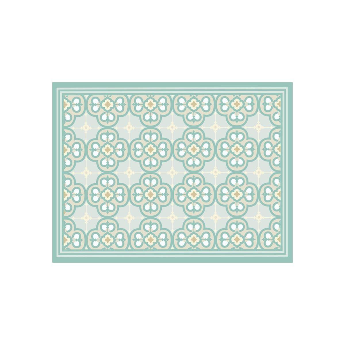 Alfombra Vinílica  Flor Árabe Turquesa 140x180 cm-0