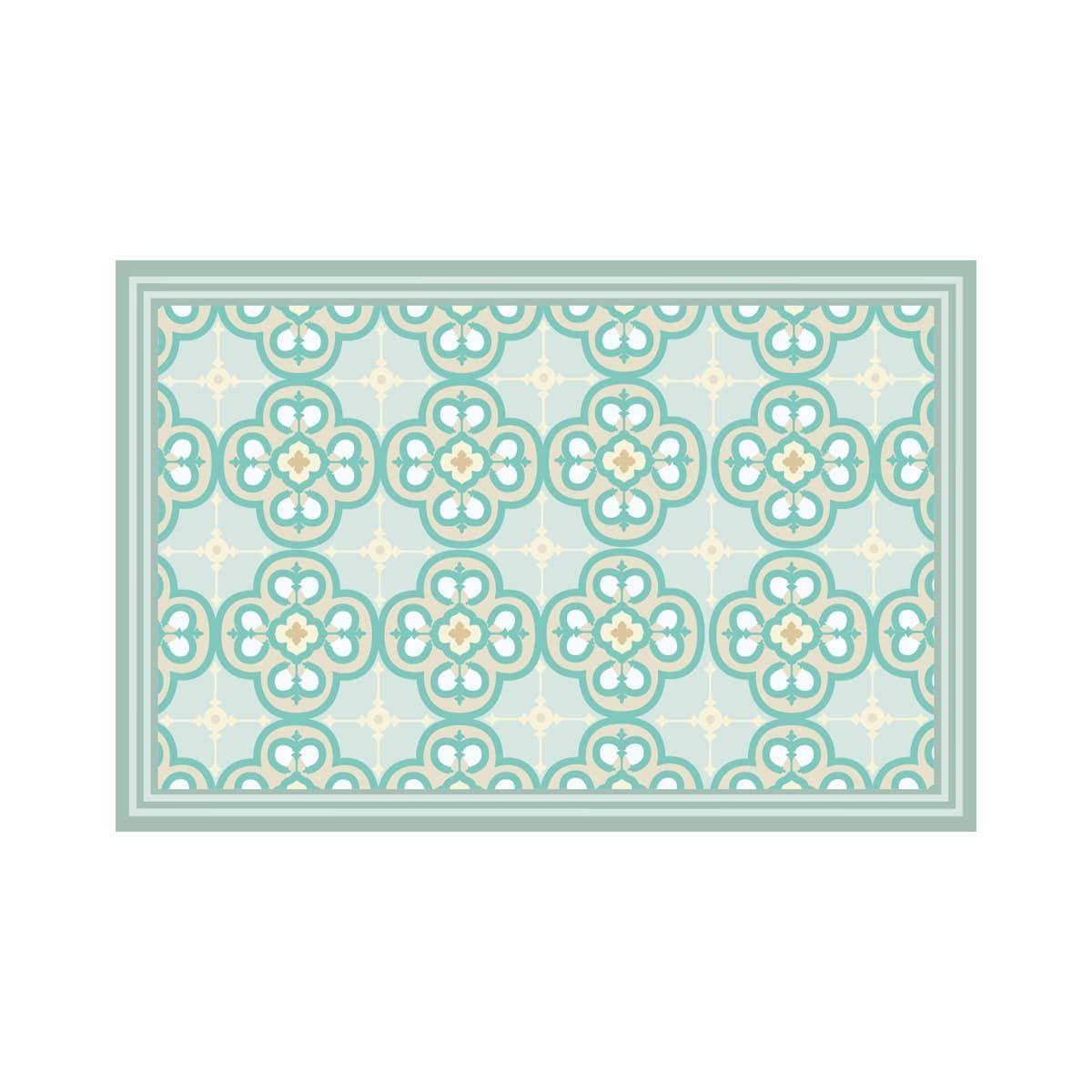 Alfombra Vinílica  Flor Árabe Turquesa 140x180 cm-4