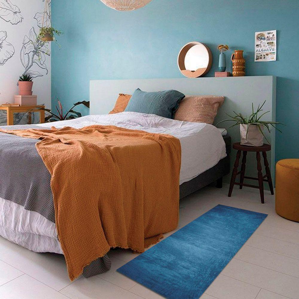 Alfombra Vinílica Baño Cocina Cemento Azul 70x100 cm-6