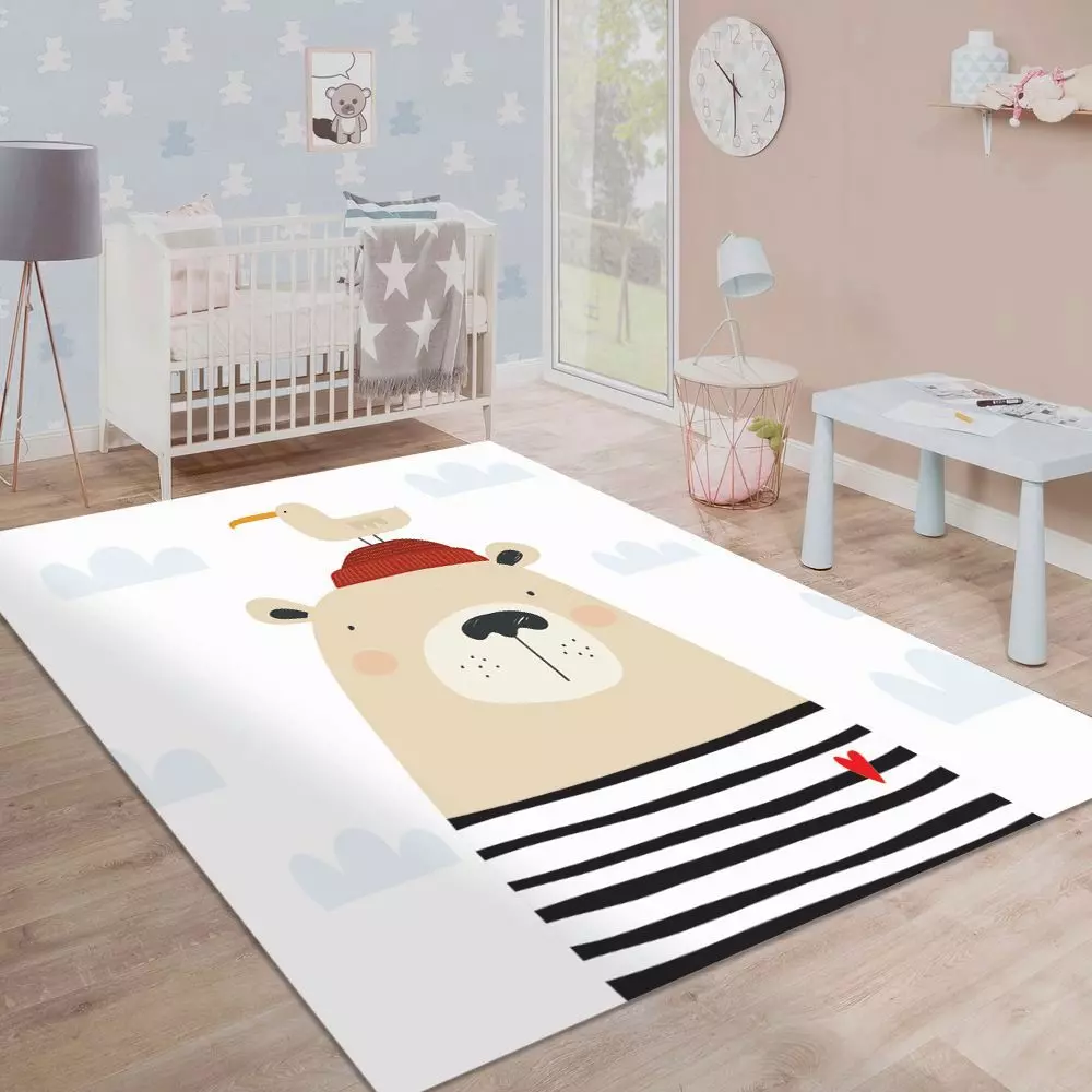 Alfombra Vinílica Infantil Oso Marinero 140x180 cm-3