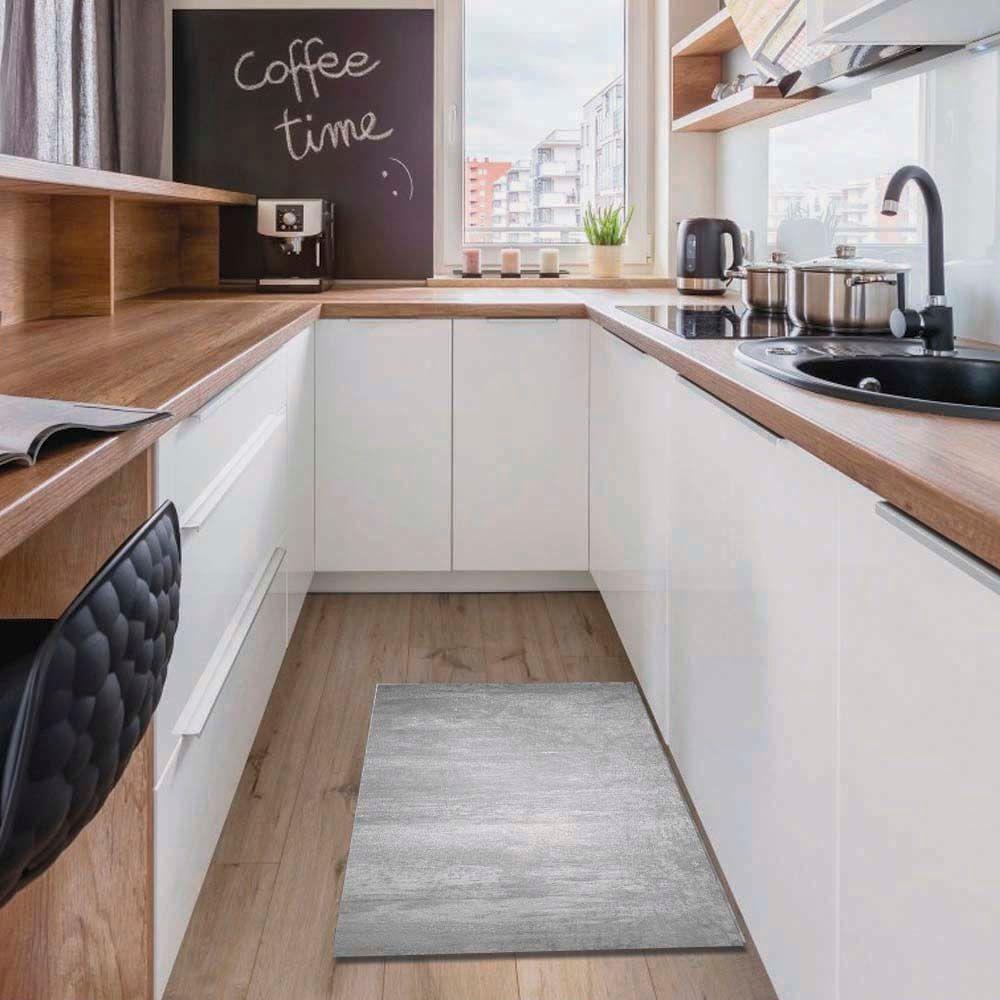 Alfombra Vinílica Baño Cocina Cemento Gris 140x220 cm-3