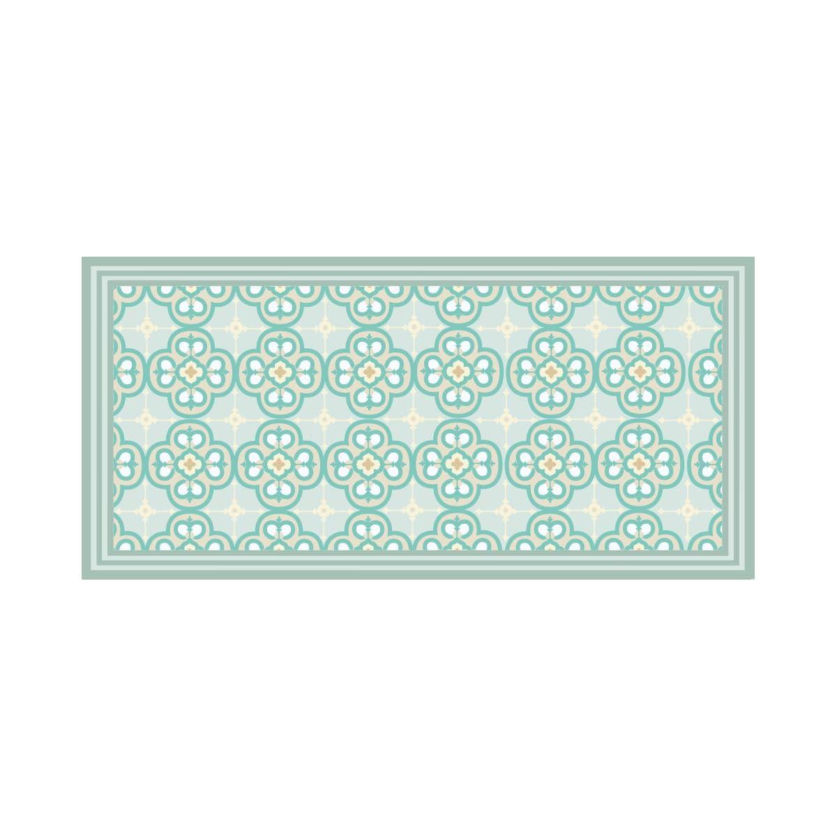 Alfombra Vinílica  Flor Árabe Turquesa 70x100 cm-7