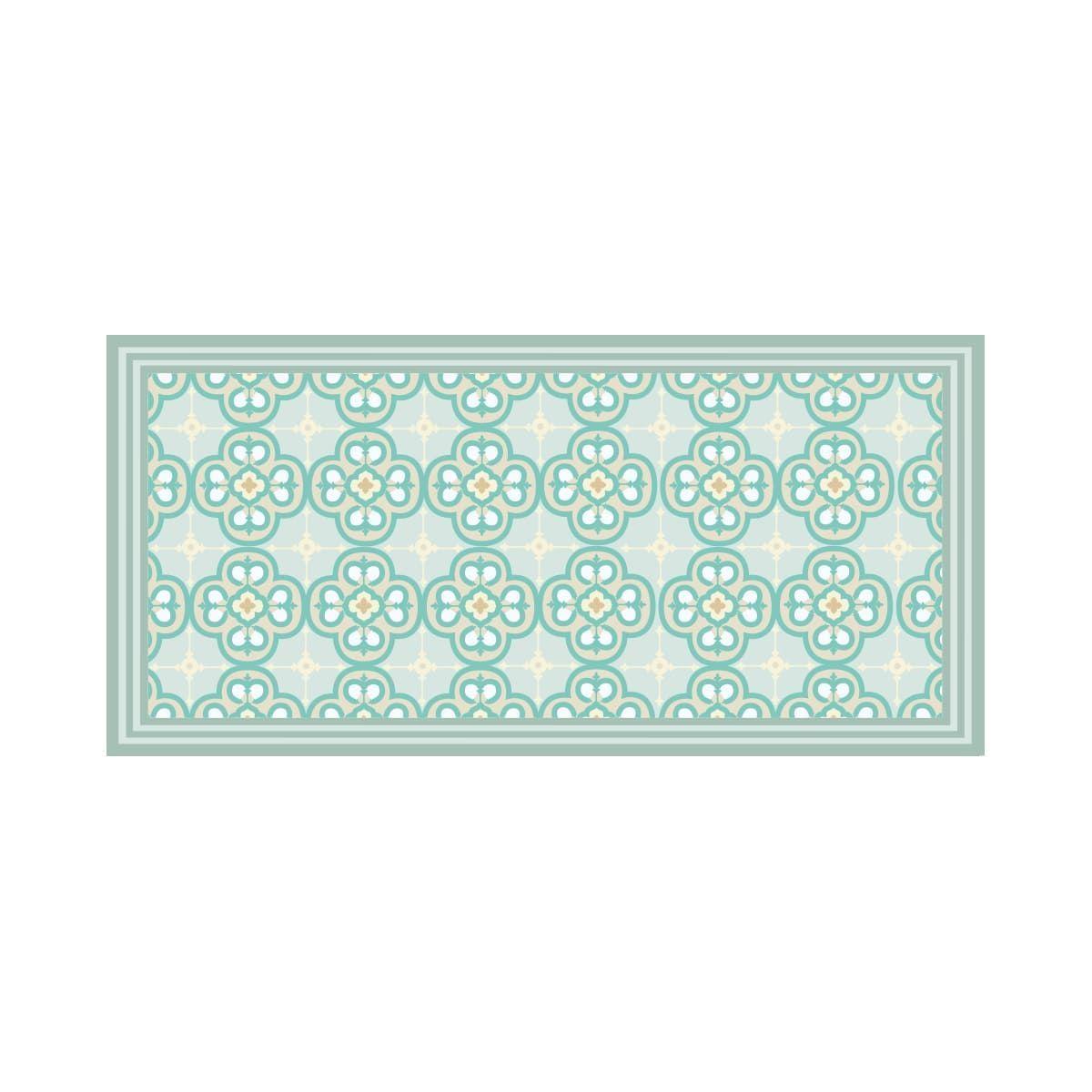 Alfombra Vinílica  Flor Árabe Turquesa 70x100 cm-7