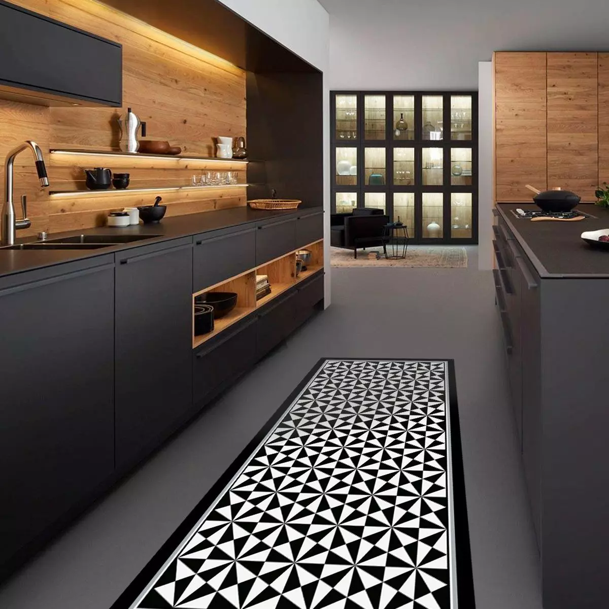 Alfombra Vinílica Living  Pirámide Black 70x100 cm-4