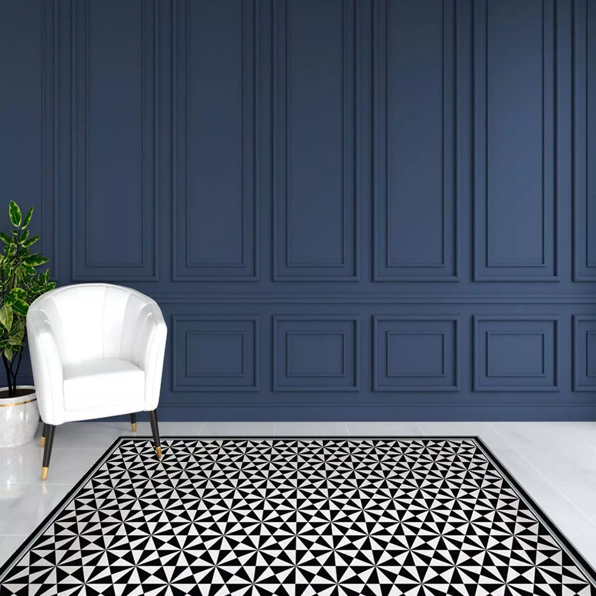 Alfombra Vinílica Living  Pirámide Black 70x100 cm-7