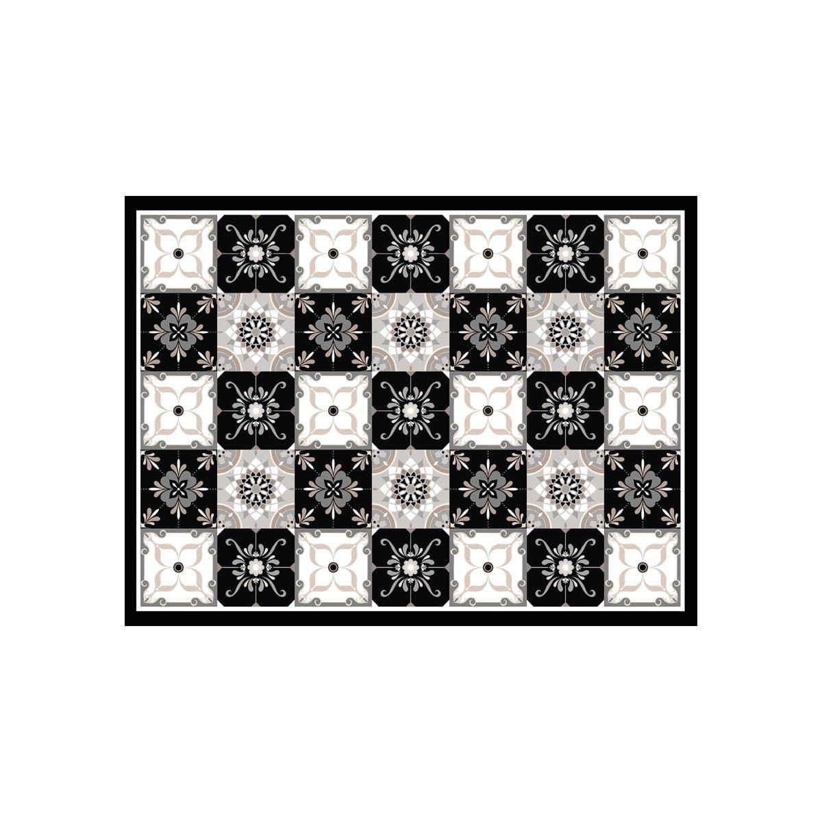 Alfombra Vinílica Cocina Baldosa Clásica Gris 140x220cm-0
