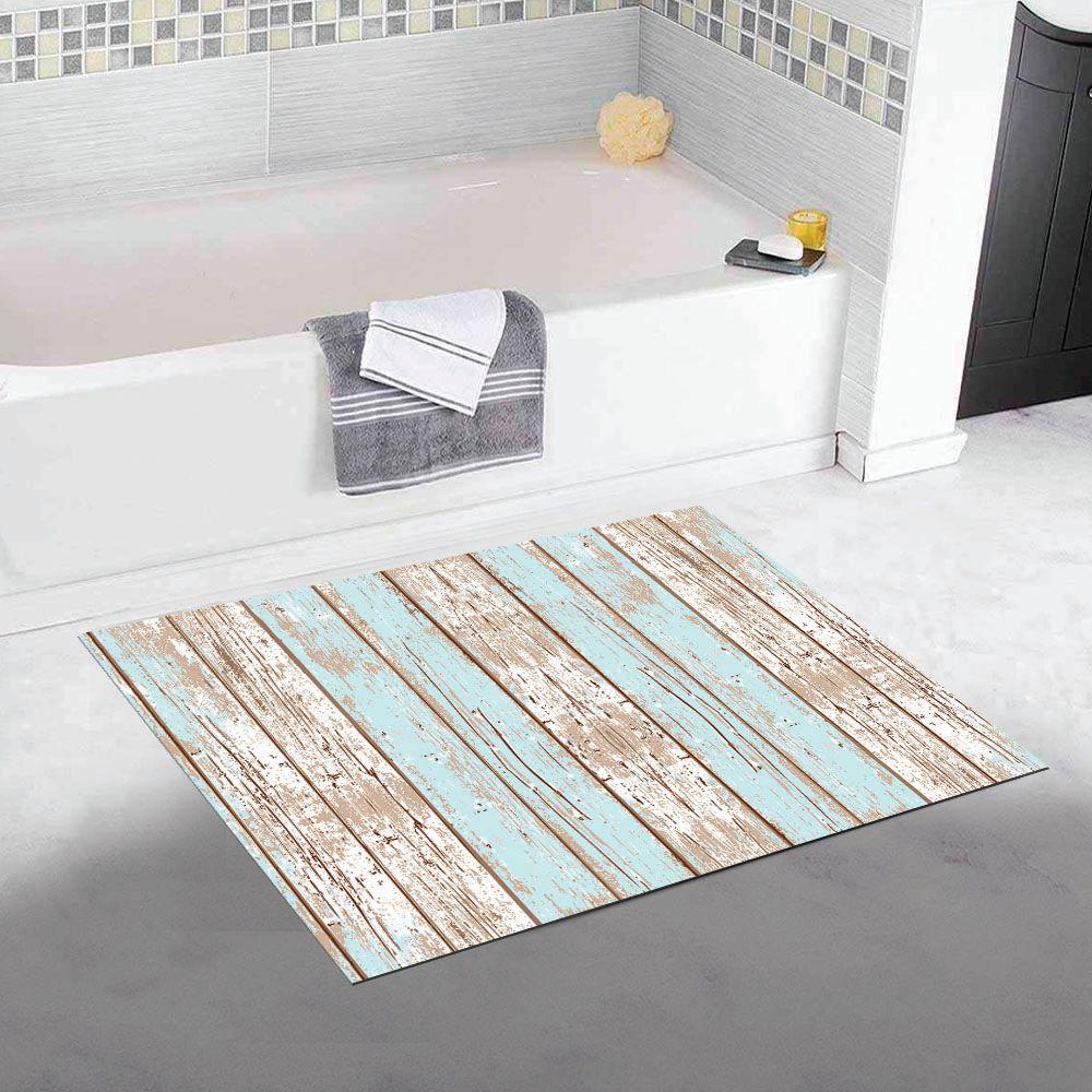 Alfombra Vinílica Living  Madera Vintage Azul 50x70 cm-2