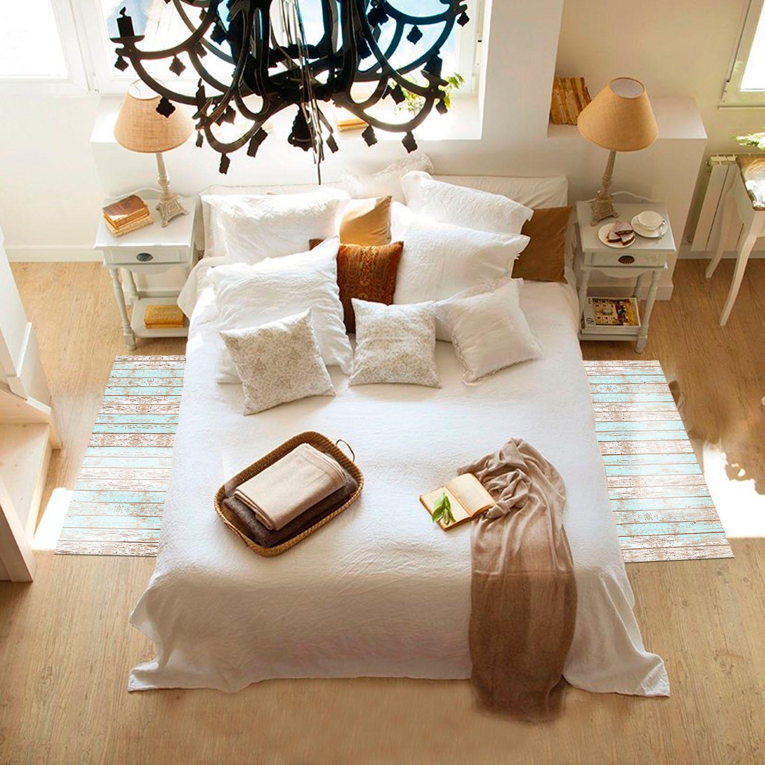 Alfombra Vinílica Living  Madera Vintage Azul 50x70 cm-5