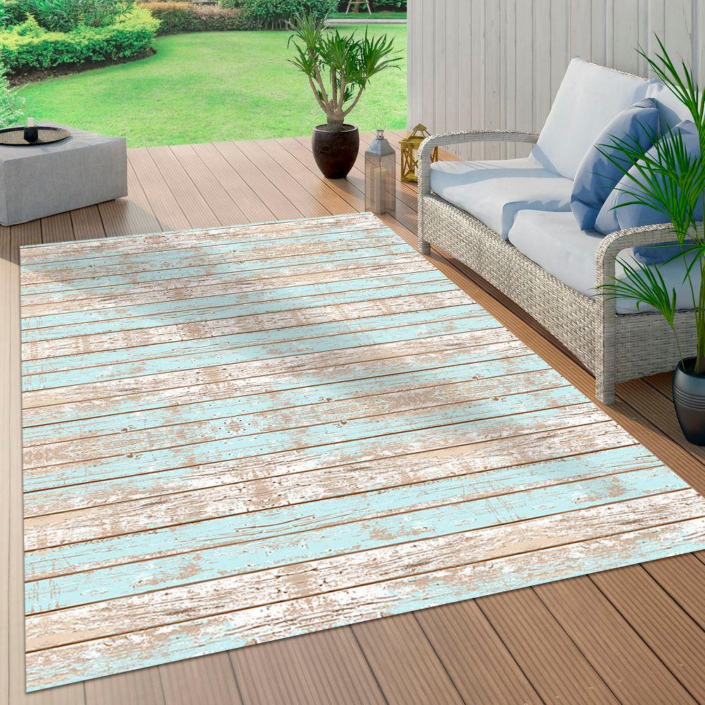 Alfombra Vinílica Living  Madera Vintage Azul 50x70 cm-7