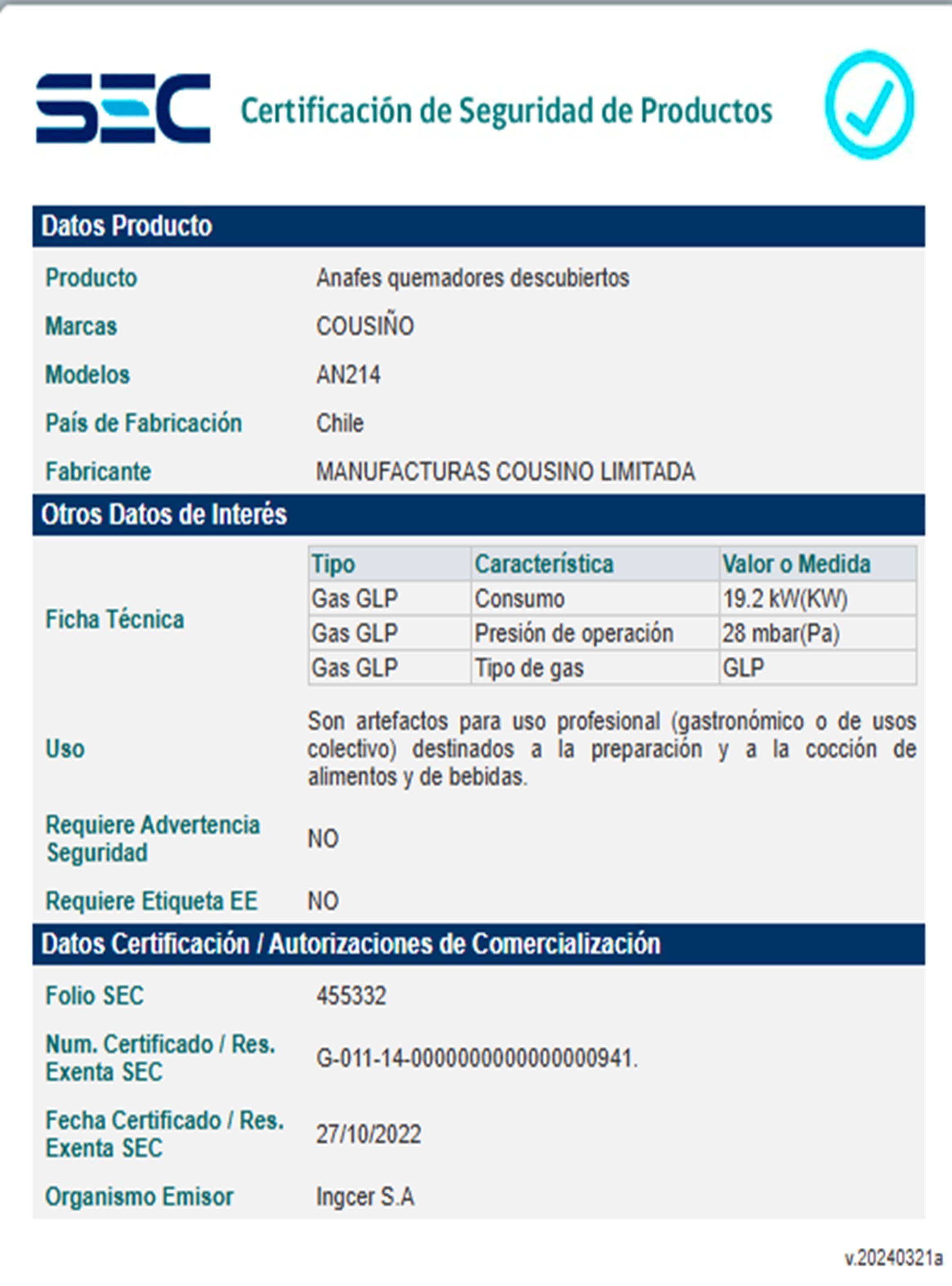  Anafe Industrial de 4 platos de 21 cm -1