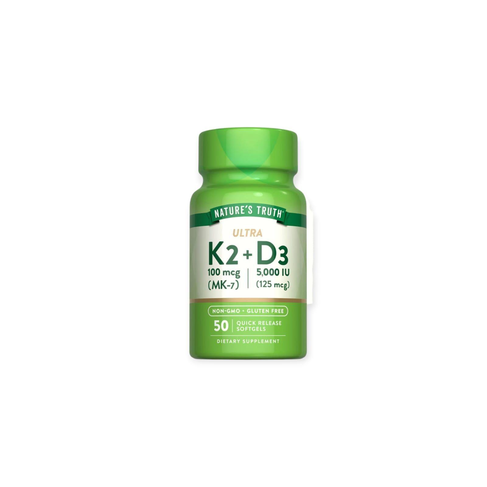VITAMINA ULTRA K2 + MK-7 + D3 - 50 CPS - NATURE'S TRUTH-0