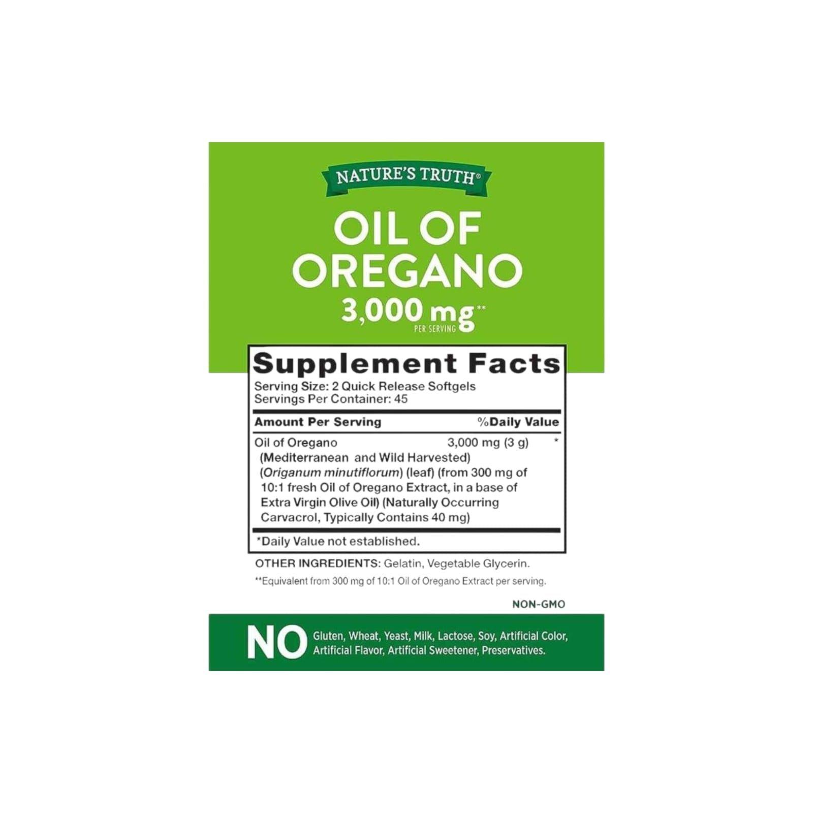 ACEITE DE ORÉGANO 3000MG 90 CAPSULAS - NATURE'S TRUTH-1