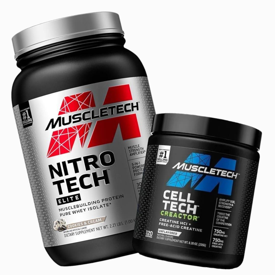 PACK PROTEINA NITRO TECH ELITE COOKIES 1KG + CREATINA 120 SV S/SABOR-0