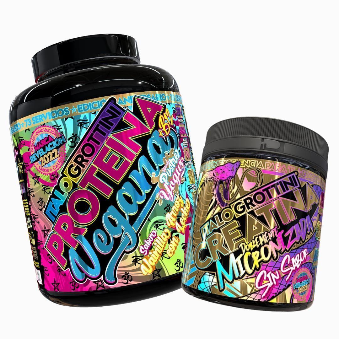 CREATINA MONOHIDRATADA 300GR PACK PROTEINA VEGANA  VAINILLA 5 LB-0