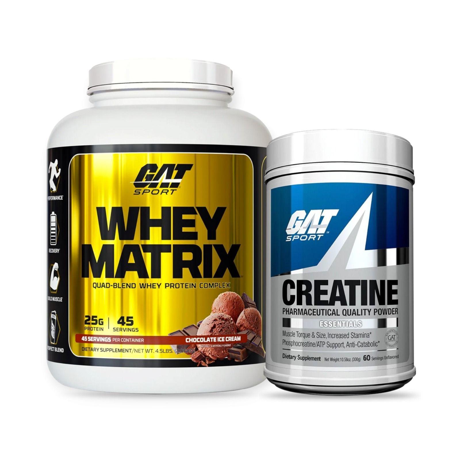 PACK WHEY MATRIX CHOCOLATE45SV CREATINA60SV GAT-0