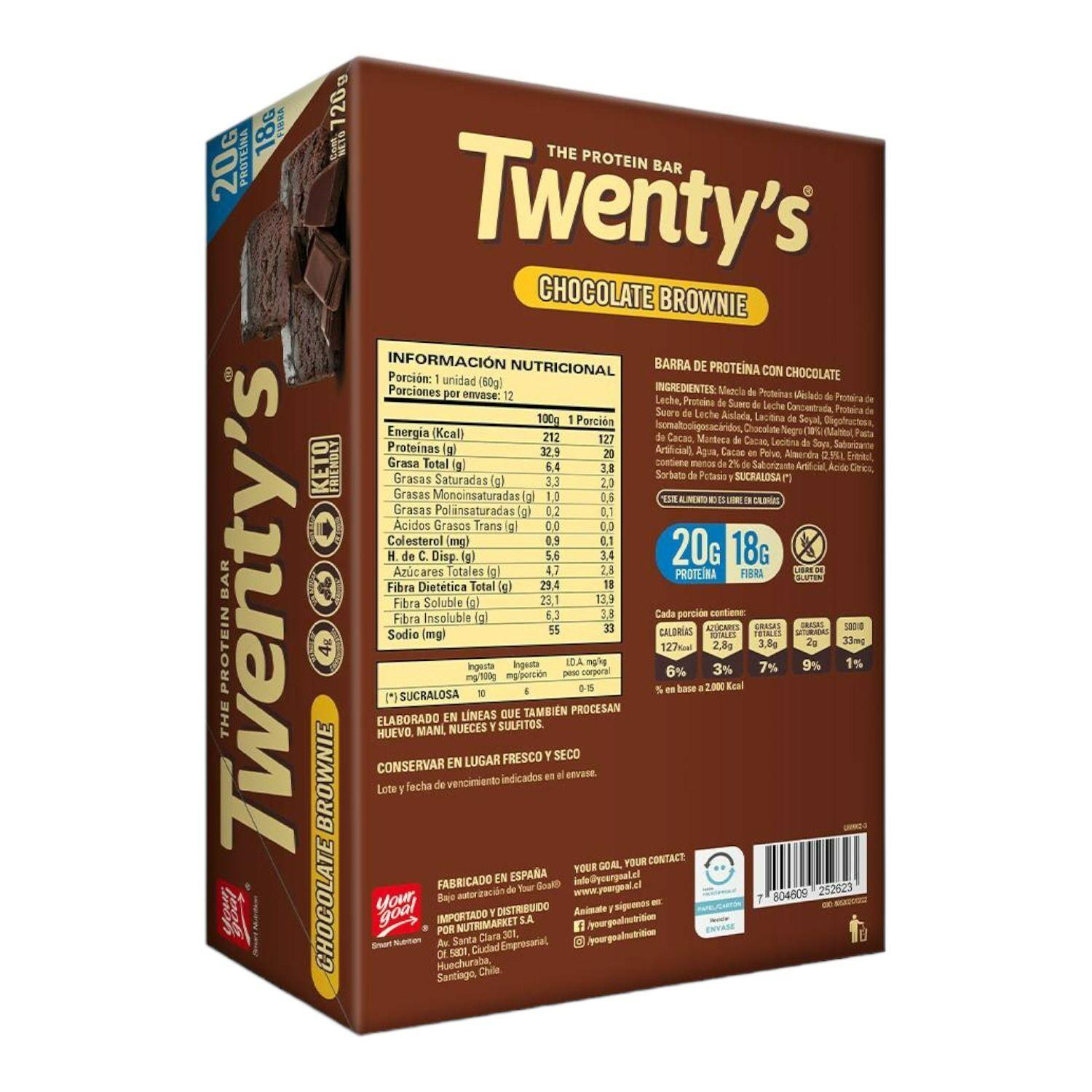 BOX DE 12 BARRAS TWENTYS CHOCOLATE BROWNIE - YOUR GOAL-1