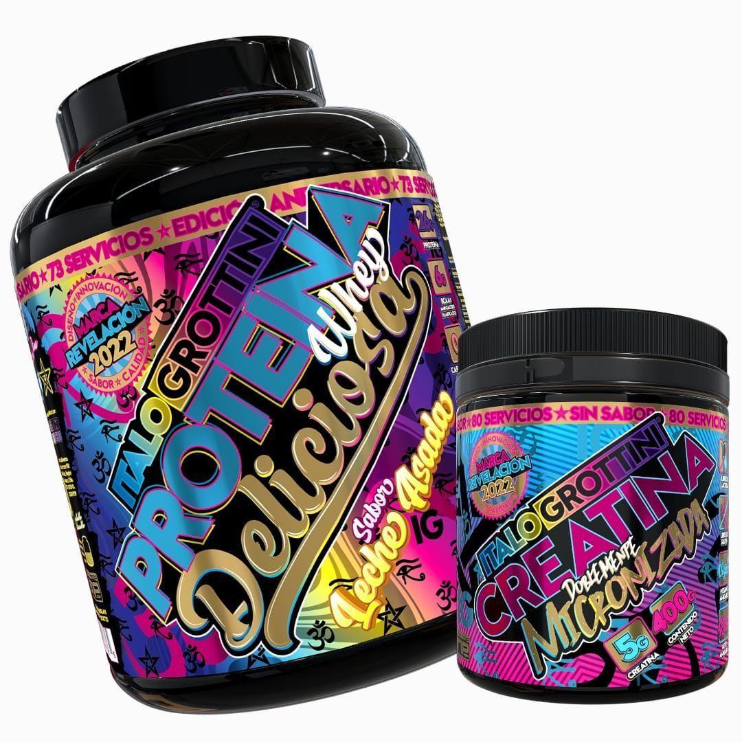 PROTEINA WHEY DELICIOSA 5 LB LECHE ASADA + CREATINA 400GR SIN SABOR-0