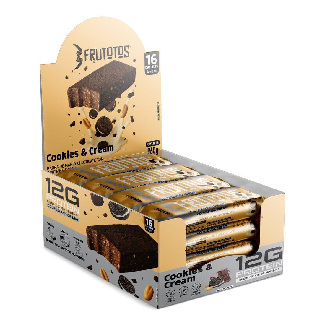 BOX 16 BARRAS DE PROTEINA VEGANA COOKIES AND CREAM 12GR DE PROTEINA -FRUTOTOS-0