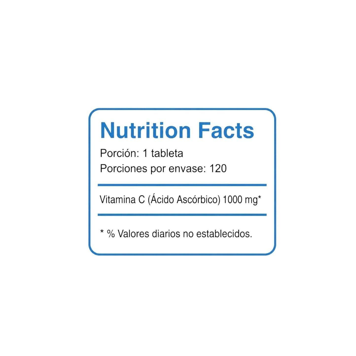 VITAMINA C 1000MG POR TABLETA 120 UND - PULSE NUTRITION-1