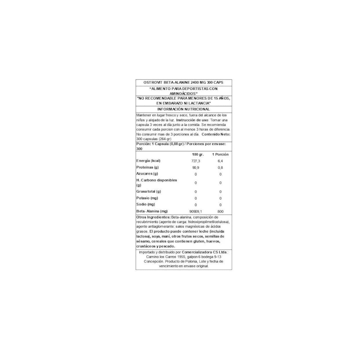 BETA-ALANINA 2400 300 CAPSULAS - OSTROVIT-1