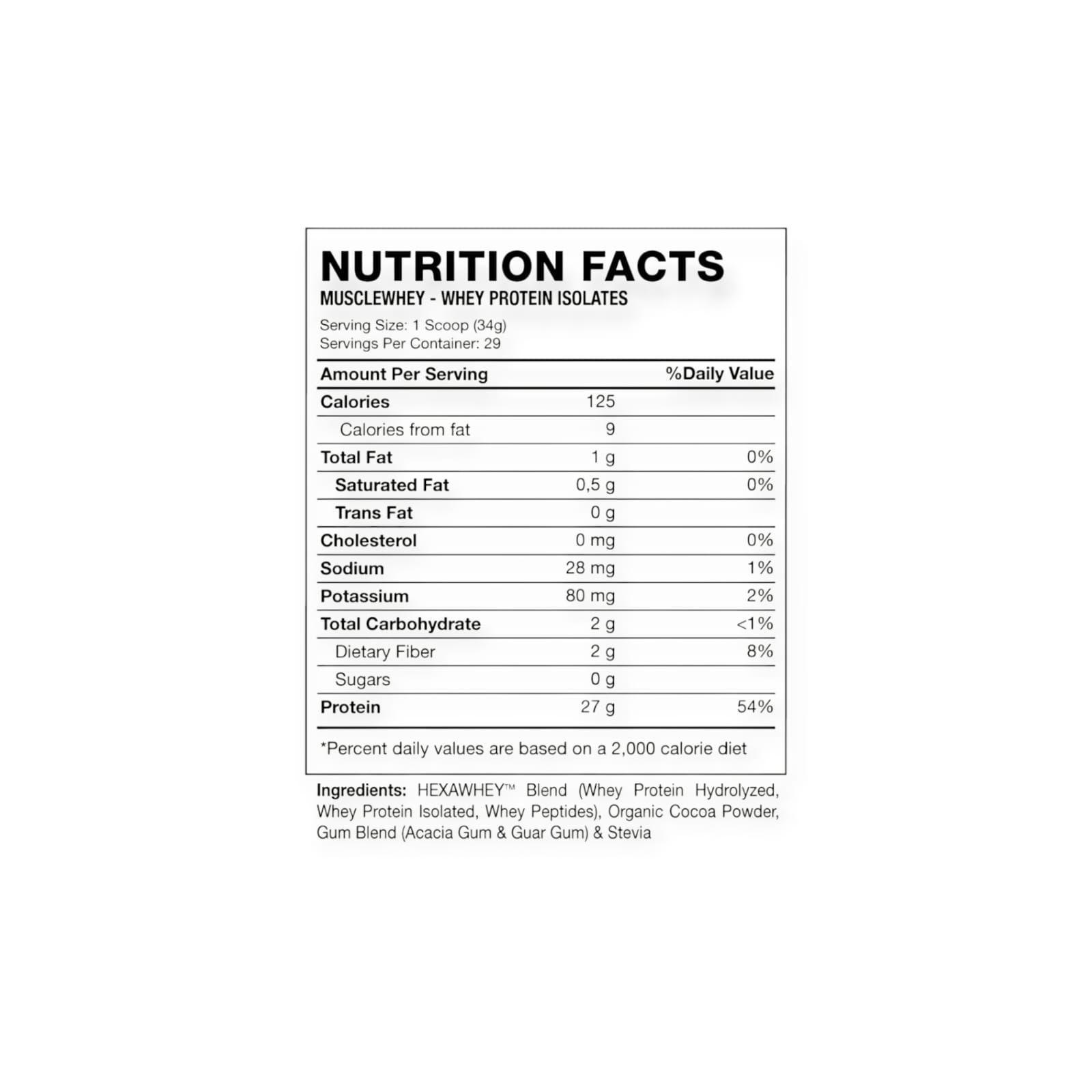 PROTEINA MUSCLE WHEY 2.2LBS 29SV VAINILLA - HEXACORE-1