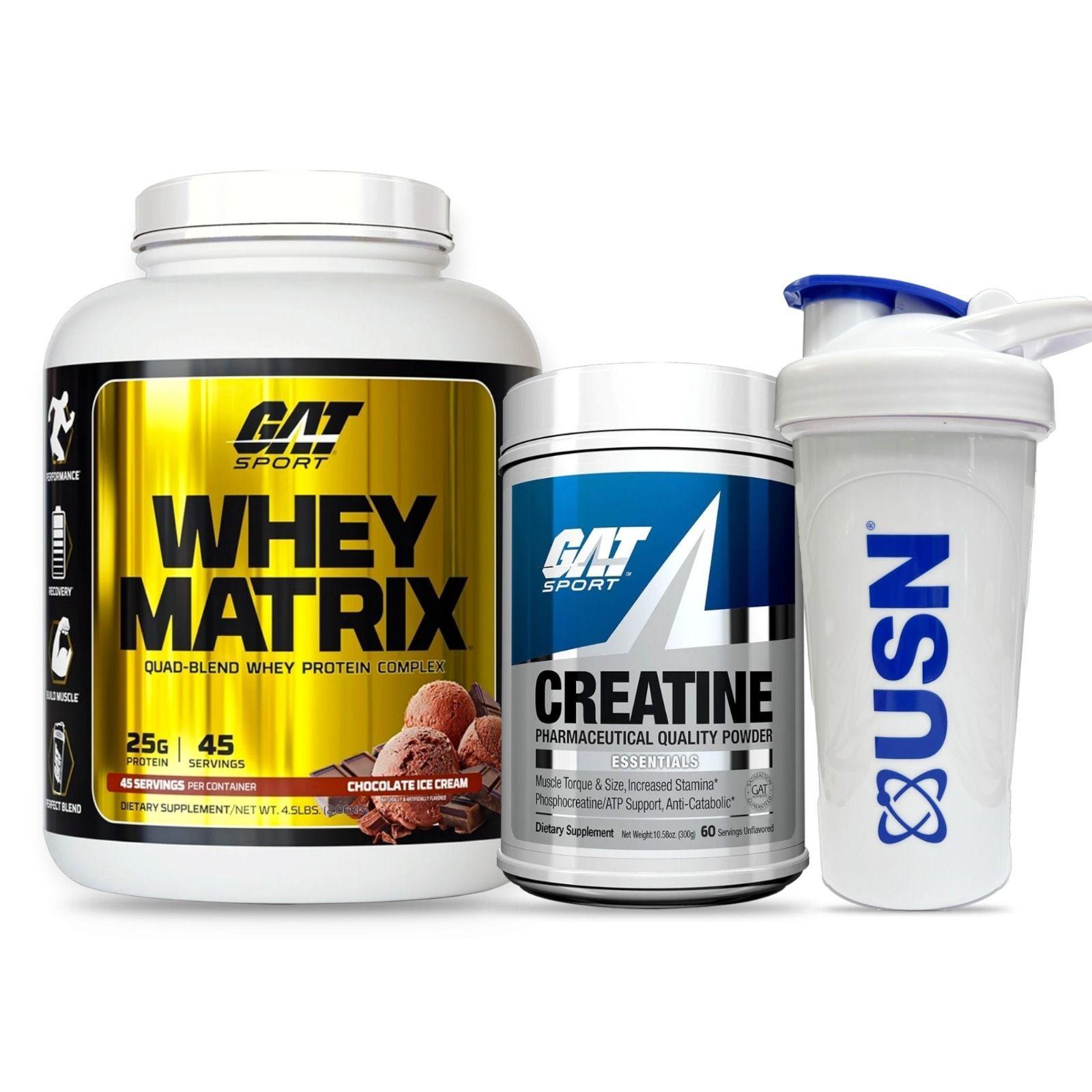 PACK WHEY MATRIX CHOCOLATE45SV CREATINA 60SV GAT -0